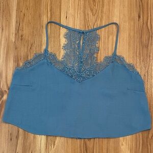 FOREVER 21 dusty blue cropped lace camisole Large